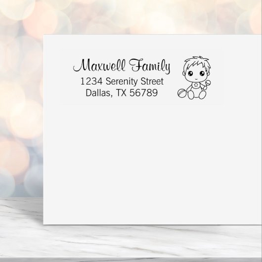 Adres Baby Boy Family Zelfinktende Stempel