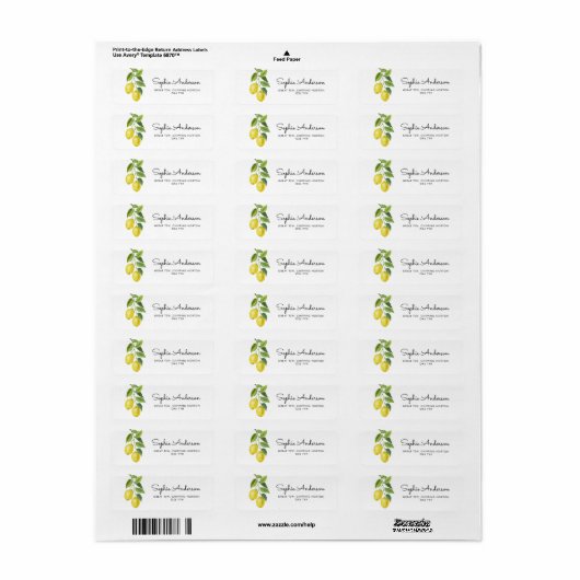 Adres Baby shower Lemon Etiket (Full Sheet)