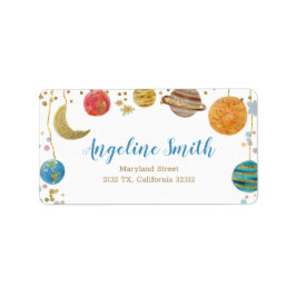 Adres Baby shower Planeten Buiten Ruimtevaart Etiket