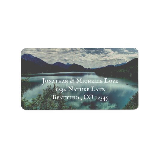 Adres Beauful Mountain Lake and Reflections Etiket (Voorkant)