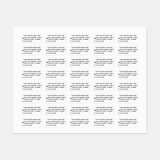 Adres bedrijfsnaam Telefoonnummer Aangepast Labels (Vel)
