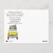 Adres bekendmaking gele kerstcadeautjes briefkaart (Achterkant)