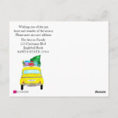 Adres bekendmaking gele kerstcadeautjes briefkaart (Achterkant)