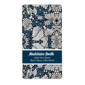 Adres Blauw en wit Fern Leaves Etiket (Voorkant)