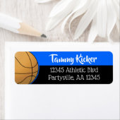 Adres Blauw en zwart Basketball Etiket (Insitu)