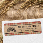 Adres boerderij Tractor Country Red Play Kraft Etiket
