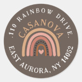 Adres Boho Rainbow Round Return Label (Voorkant)