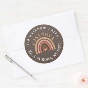 Adres Boho Rainbow Round Return Label