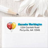 Adres Bright Blue Birthday-ballons Etiket (Insitu)