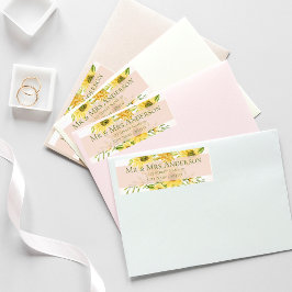 Adres Bright Yellow Sunflower Floral Return Etiket