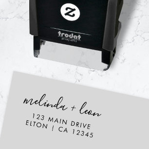 Adres bruiloft   Elegant minimalistisch script Zelfinktende Stempel