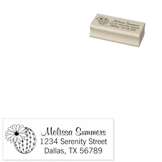 Adres Cactus Flower Rubberstempel (Gestempeld)