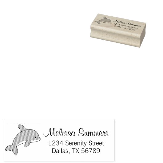 Adres cartoon Jumping Dolphin Rubberstempel (Gestempeld)