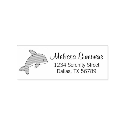 Adres cartoon Jumping Dolphin Rubberstempel (Afrduk)