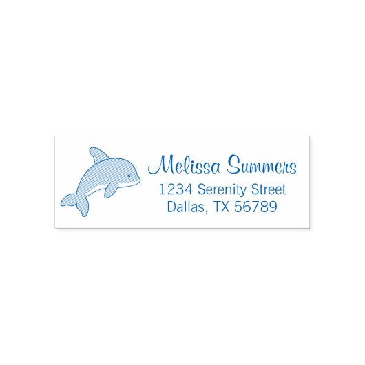 Adres cartoon Jumping Dolphin Zelfinktende Stempel (Design)
