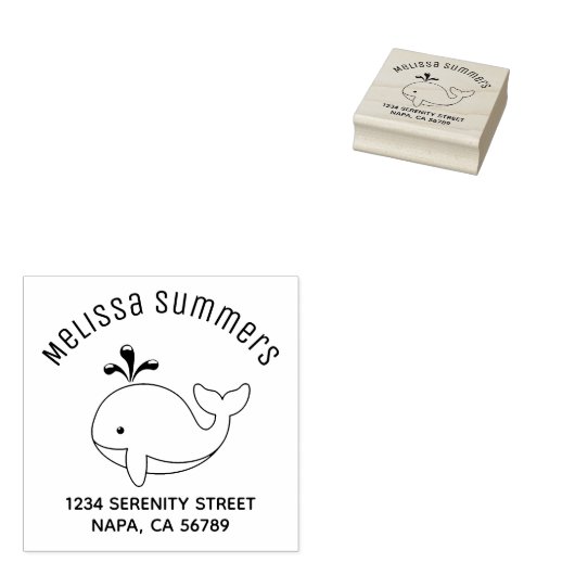Adres cartoon walvis rubberstempel (Gestempeld)