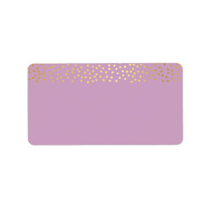 ADRES chique rustieke faux gouden confetti paarse Etiket