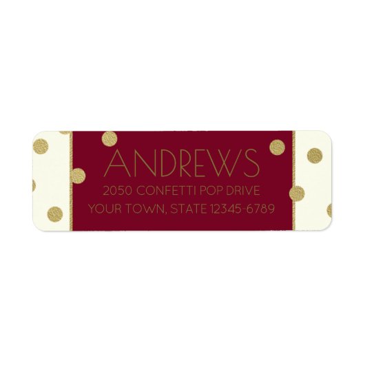 Adres Confetti Pop Burgundy en Gold Etiket (Voorkant)