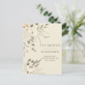Adres Cream Brown Waterverf Floral wijzigen Briefkaart (Staand voorkant)