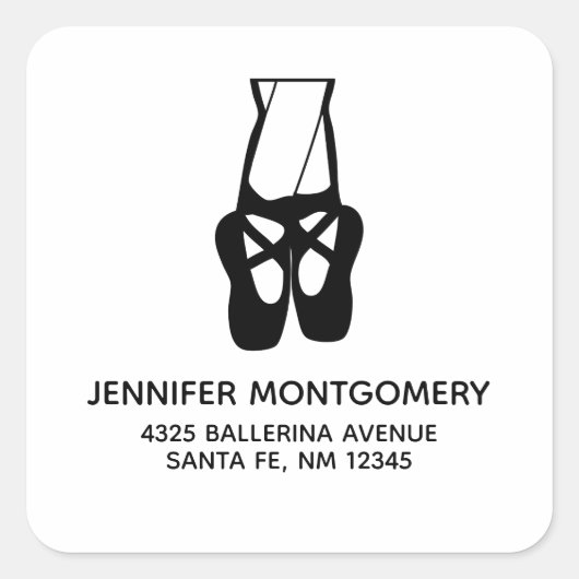 Adres Cute Ballet Dancer Legs & Slippers Vierkante Sticker (Voorkant)