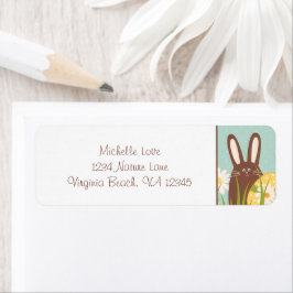 Adres Cute Chocolate Bunny and Easter Eggs Etiket