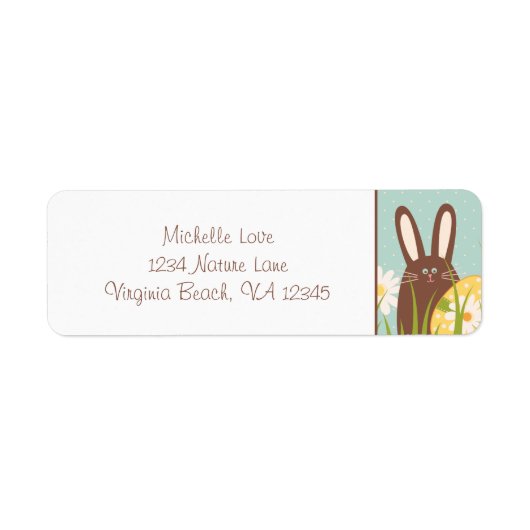 Adres Cute Chocolate Bunny and Easter Eggs Etiket (Voorkant)