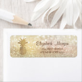 Adres Cute Girly Gold Pineapple Bokeh Etiket (Insitu)