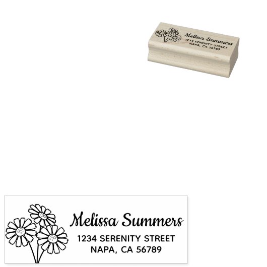 Adres Daisy Flower Return Rubberstempel (Gestempeld)