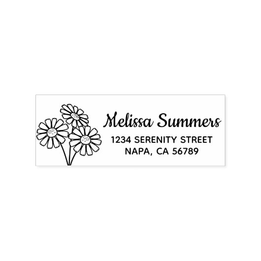 Adres Daisy Flower Return Rubberstempel (Afrduk)