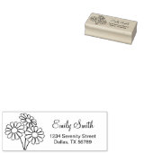 Adres Daisy Flower Return Rubberstempel (Gestempeld)