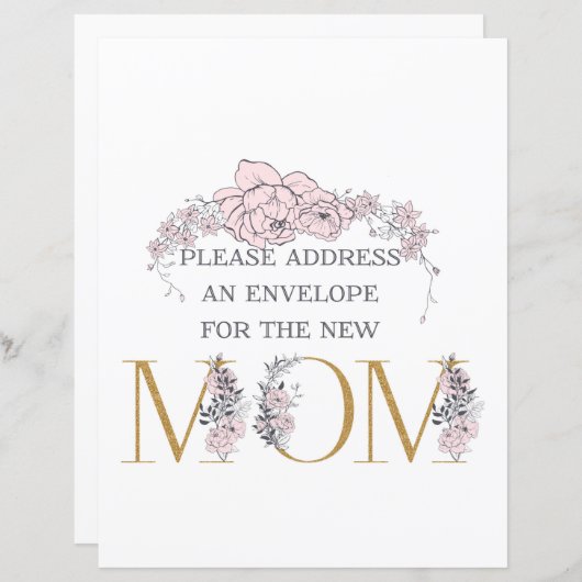 Adres een Botanisch Baby shower van het Teller Tek (Voorkant / Achterkant)