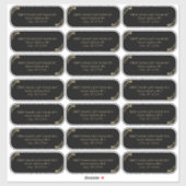 Adres Elegant Black and Gold Wedding Guest Sticker (Vel)