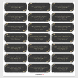 Adres Elegant Black and Gold Wedding Guest Sticker