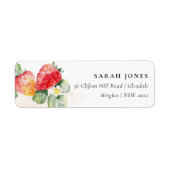 Adres Elegant Cute Red Strawberry Leafy Foliage Etiket (Voorkant)