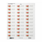 Adres Elegant Cute Red Strawberry Leafy Foliage Etiket (Full Sheet)