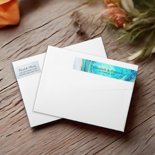 Adres Elegant modern Blauwgroen Gold Agate Geode