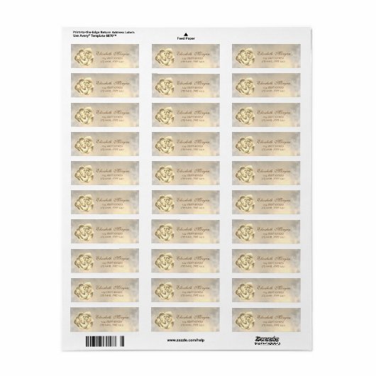 Adres Elegant modern Gold Roos Etiket (Full Sheet)
