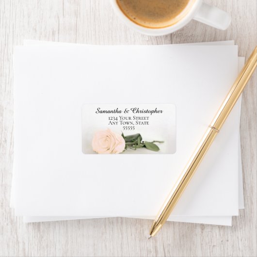 Adres Elegant Peach Roos Wedding Etiket (Insitu)