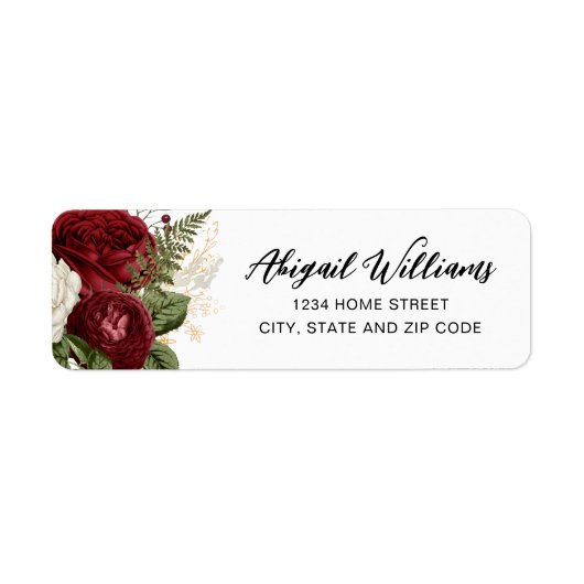 Adres Elegant Red Rose Return Etiket (Voorkant)