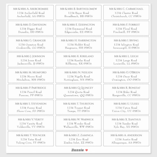 Adres Elegant Wedding Guest Sticker (Vel)