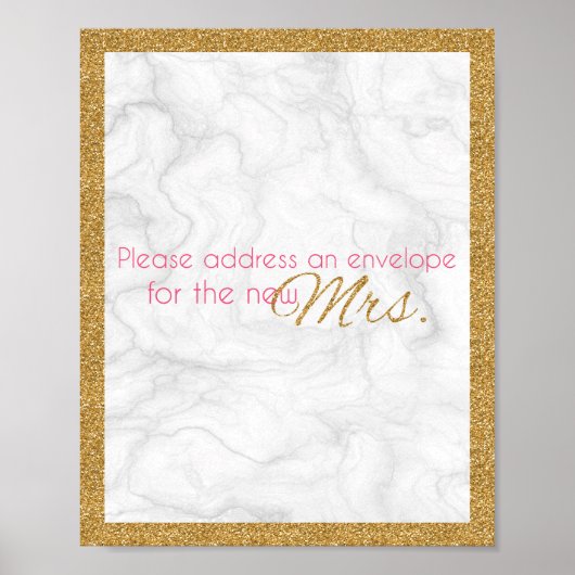 Adres en envelop Marmer en Goud Douche Poster (Voorkant)