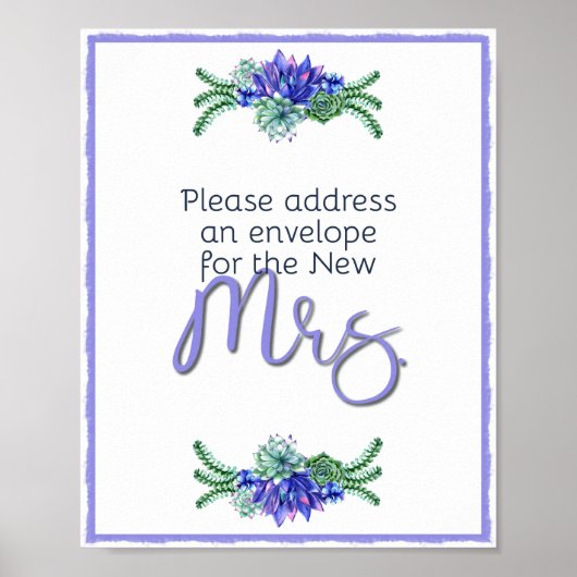 Adres en envelop succulent poster (Voorkant)