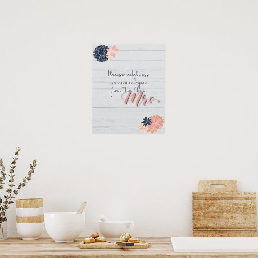 Adres en envelopteken Blush en Navy Bridal Poster (Keuken)
