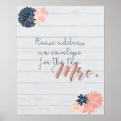 Adres en envelopteken Blush en Navy Bridal Poster (Voorkant)