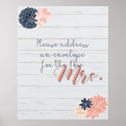 Adres en envelopteken Blush en Navy Bridal Poster (Voorkant)