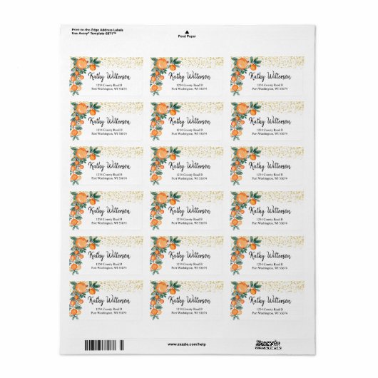 Adres Etiket Oranje belangrijkste knijppers vrijge (Full Sheet)