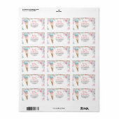 Adres Etiket Pastel ice crème floral Baby shower (Full Sheet)