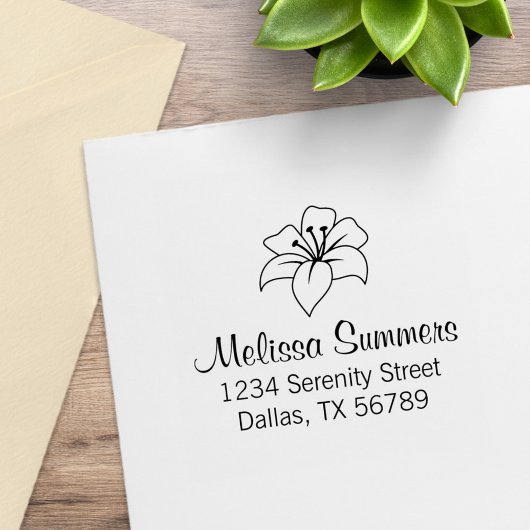 Adres exotische Lily Flower Rubberstempel