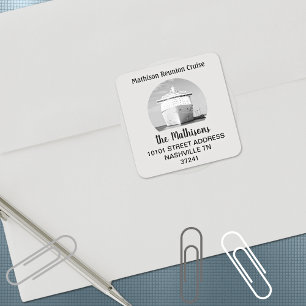 Adres Familie Reünie Cruise Schip Vierkante Sticker