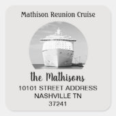 Adres Familie Reünie Cruise Schip Vierkante Sticker (Voorkant)